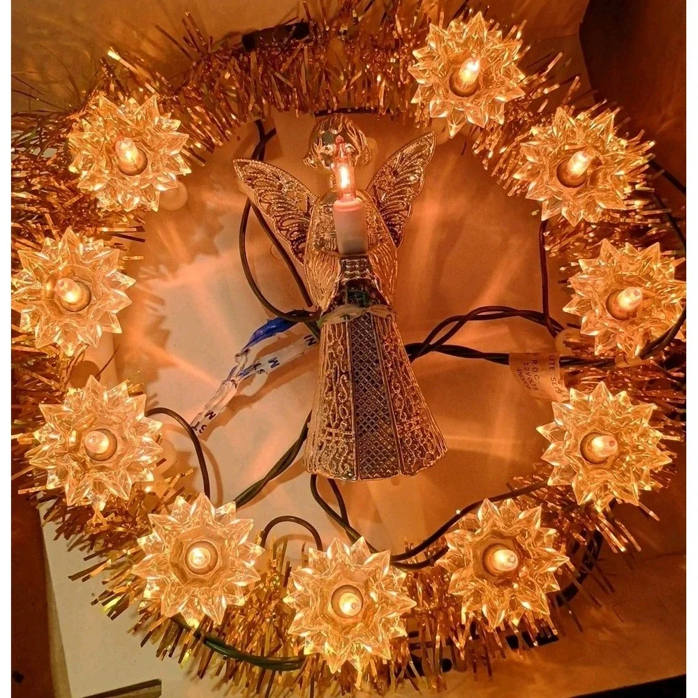 Vintage‎ Gold Angel 11 Light Tree Topper Target Original Packaging Amber Orange